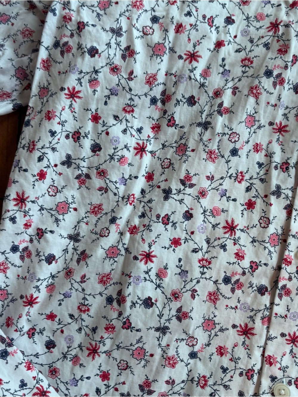 Express White Button-Down Shirt with Red & Black Floral Print - Picture 2 of 9